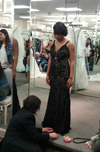 Tania's gown being fitted