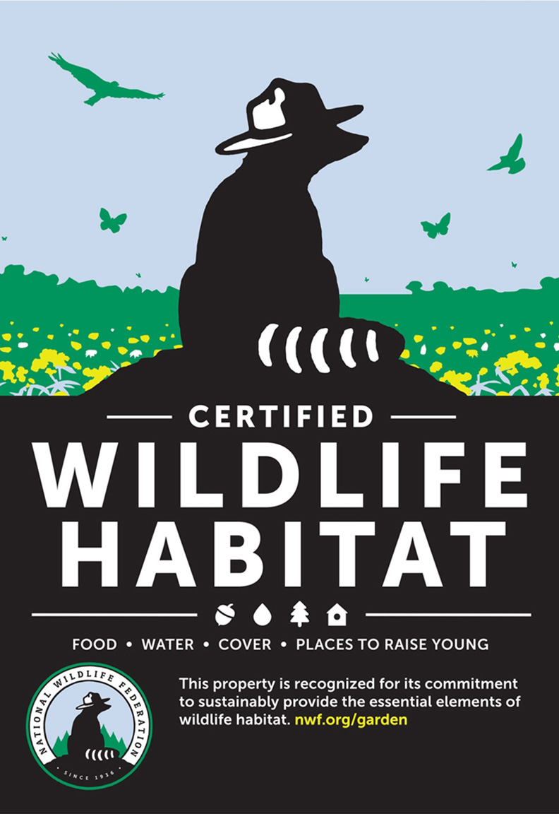 Certified wildlife habitat poster awarded to LAGG's teaching garden