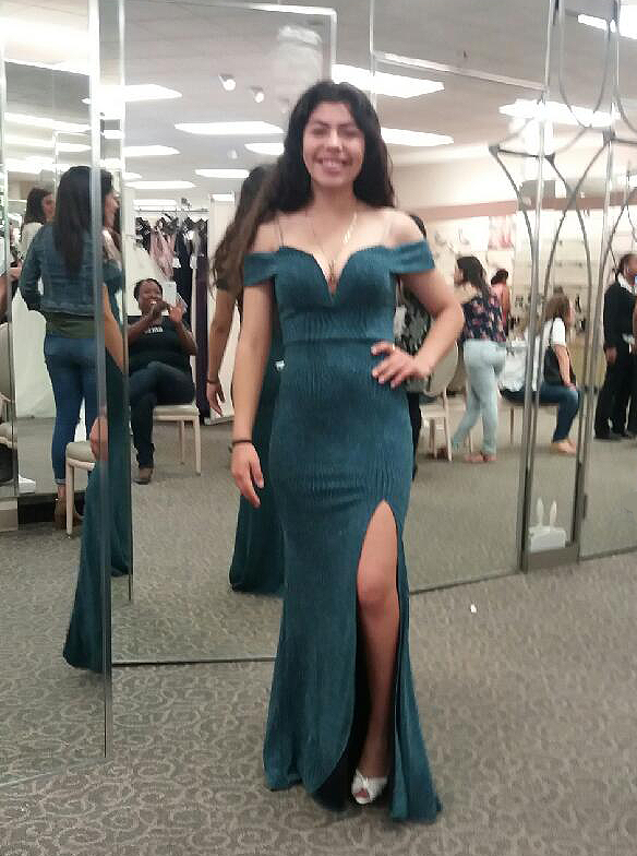 Tania's gown being fitted