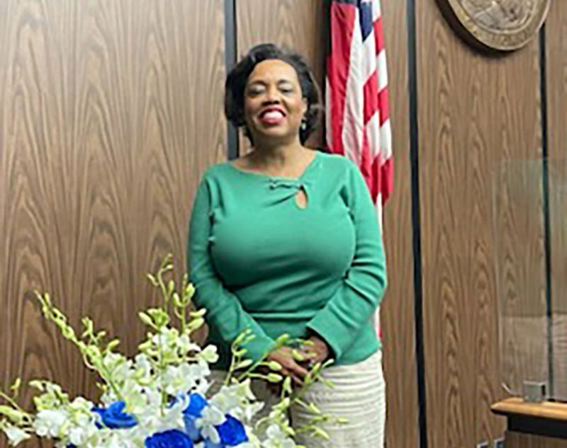 Judge Karen Gauff in courtroom