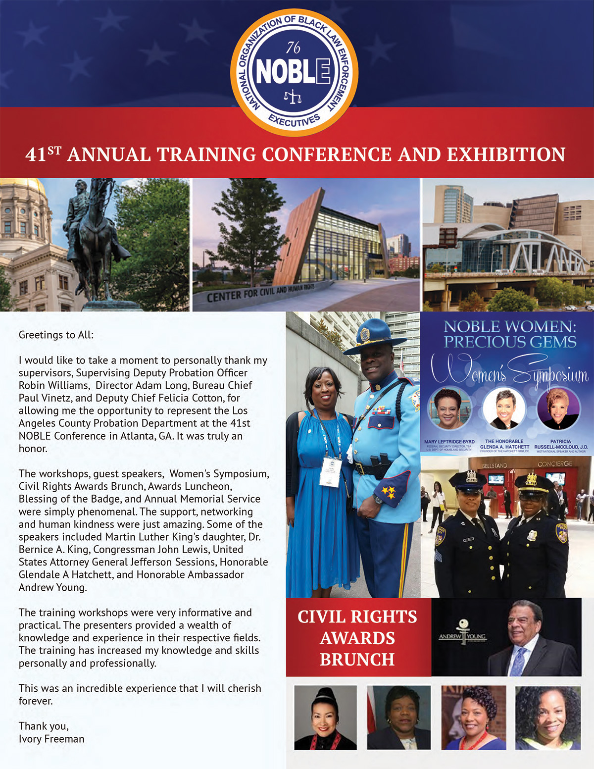 At the NOBLE 41st conference, Ivory represented the LA Count Probation Dept