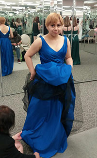 Tania's gown being fitted